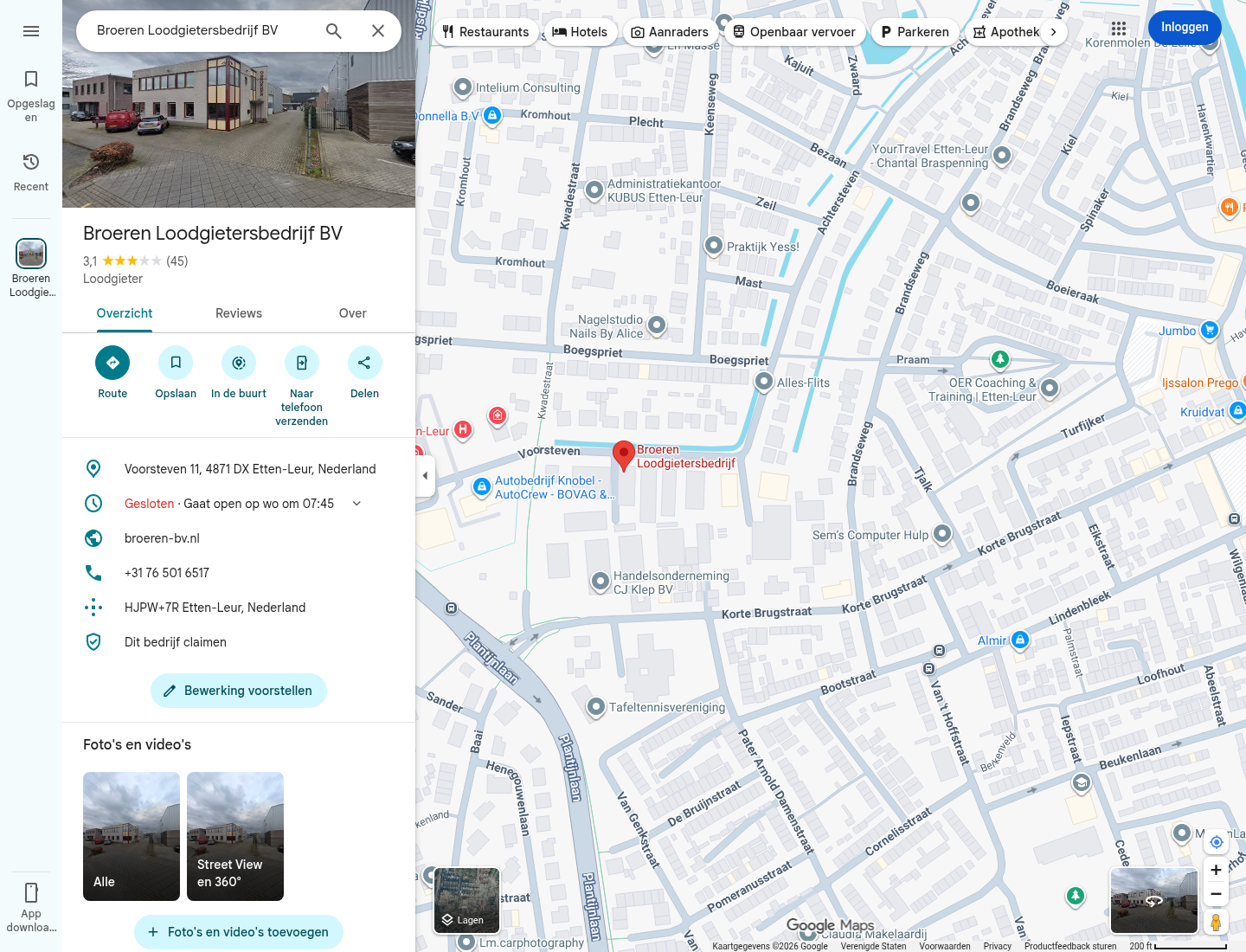 Locatie Voorsteven 11, Etten-Leur op de kaart